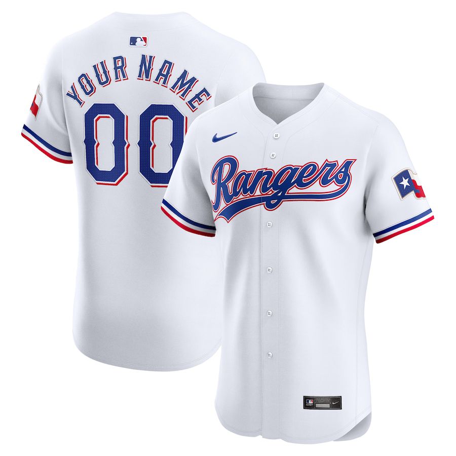 Men Texas Rangers Nike White Home Elite Custom MLB Jersey->customized mlb jersey->Custom Jersey